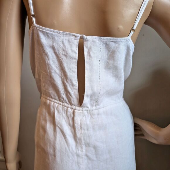 Club Monaco White Jumpsuit Linen Coquette Cottage Summer Coastal Size 2 - Picture 12 of 14